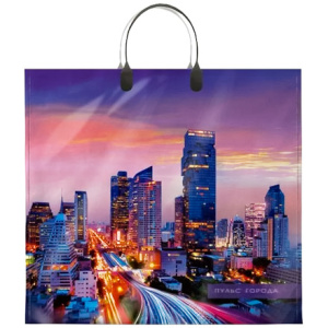 Пакет с пластиковой ручкой ПВД 37х34 (80 мкм) "Пульс города" (10/100 шт.) Интерпак