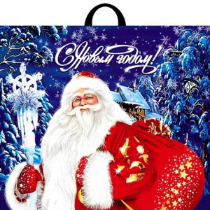 Пакет с петлевой ручкой ПВД 60х50 (70 мкм) Новогодний визит (25250 шт.) Интерпак