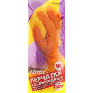 Перчатки резиновые прочные "Волшебница Лотос AST" L (1 пара) (1/240 шт.)