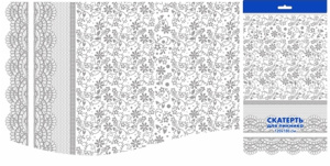 Скатерть ПВД 120х180 (35 мкм) Кружево прозрач. (150 шт.) Интерпак