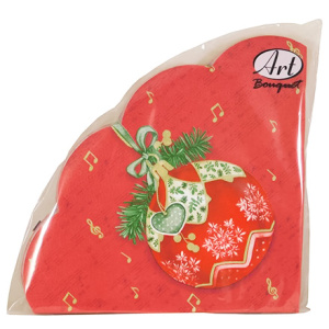 Салфетка круглая (3 сл.) 12 л. Rondo Музыкальный шар на бордовом (115 шт.) 25231