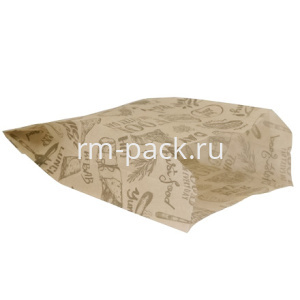 Пакет бумажный 175х100+50 бежевый подпергамент с печатью Фаст фуд ViRiDo (1003000 шт.)