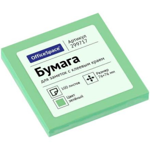 Блок самоклеящийся 76х76 мм 100 л зеленый (1/24 шт.)