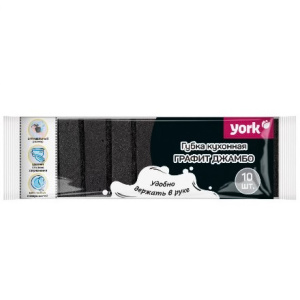 Губка дпосуды Графит Джамбо с чистящим слоем (10 шт.) York (140 шт.) 3026