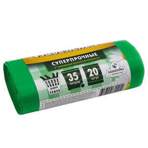 Мешок дмусора ПСД 35 л (20 шт.) рулон с ушками зеленый НАДЕЖНЫЕ (120 шт.) ВЛ03920У