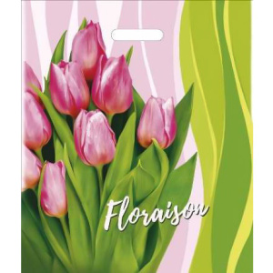 Пакет с прорубной ручкой ПВД 40х47 (45 мкм) Первые цветы (50500 шт.) Интерпак