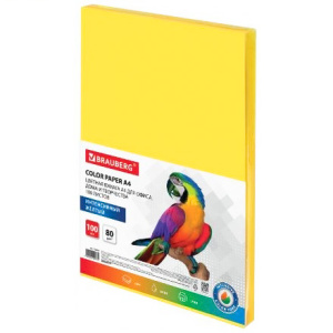 Бумага А4 BRAUBERG интенсив (100 л) (110 шт.) ЖЁЛТЫЙ