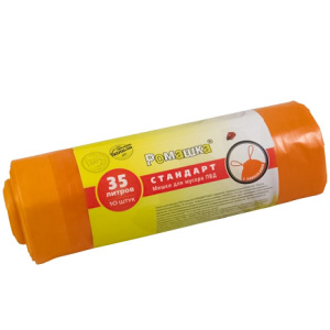 Мешок дмусора ПВД 35 л (10 шт.) рулон с завязками оранжевый СТАНДАРТ (124 шт.) ЗВС3510О