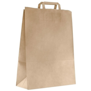 Пакет бумажный с ПЛОСКИМИ ручками 350х150х450 крафт 70 гр (200 шт.) 108-036