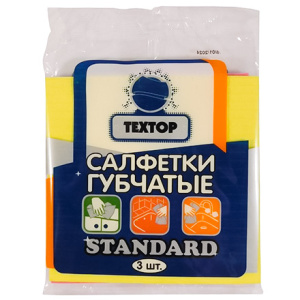Салфетка губчатые 15х15 (3 шт.) Textop Standart (1180 шт.) Т715 1
