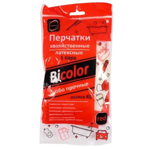 Перчатки резиновые прочные "BICOLOR" красно-белые XL (1 пара) (1/12/120 шт.) АКЦИЯ