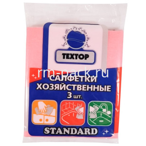 Салфетка вискозная 30х35 (3 шт.) "Стандарт Textop" розовые (1/150 шт.)