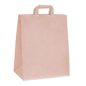 Пакет бумажный с плоскими ручками 370х320+200 крафт (200 шт.)