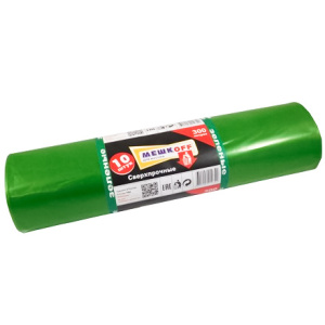 Мешок дмусора ПВД 300 л (10 шт.) рулон ЗЕЛЕНЫЙ МЕШКОFF (15 шт.)