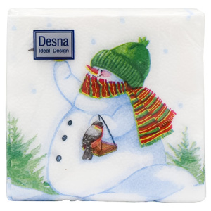 Салфетка 24х24 (1 сл.) 40 Desing Снеговик и снегири (132 шт.) 25195