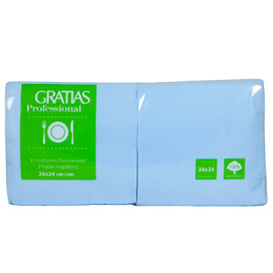 Салфетка 24х24 (1 сл.) 400 голубая (пастельный цвет) Gratias (112 шт.)