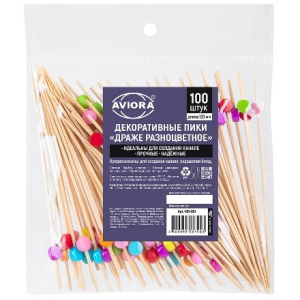 Пики деревянные &quot;Драже разноцветное&quot; 120 мм (100 шт.) AVIORA (1/50 шт.) 491-051