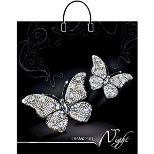 Пакет с пластиковой ручкой ПВД 40х44 (100 мкм) Бриллиантовая ночь лам. (10100 шт.) Интерпак