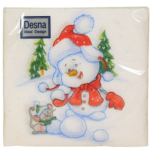 Салфетка 24х24 (1 сл.) 40 Desing Снеговичок (132 шт.) 57833