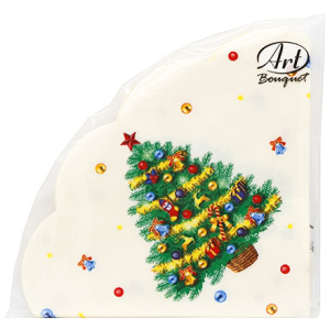 Салфетка круглая (3 сл.) 12 л. Rondo Новогодняя ель (115 шт.) 42760