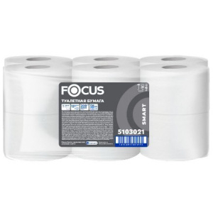 Туалетная бумага (система Т1Т2) 1 сл. 200 м Белая Focus Smart Jumbo (12 шт.) 5103021