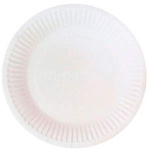 Тарелка картонная d-180 мелованная белая (100/1600 шт.) Фабрика Посуды