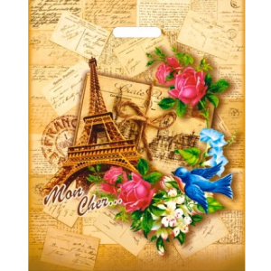 Пакет с прорубной ручкой ПВД 40х50 (80 мкм) Мон шер (50500 шт.) Интерпак