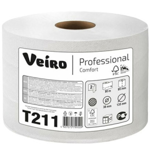 Туалетная бумага с центральной вытяжкой 2 сл.  80м Белая Veiro Comfort (12 шт.) T211