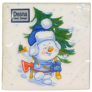 Салфетка 24х24 (1 сл.) 40 Desing Снеговичок с елкой (132 шт.) 25184