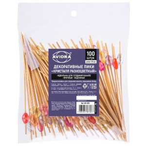 Пики деревянные 120 мм Кристалл разноцветный (100 шт.) AVIORA (150 шт.) 491-053 1