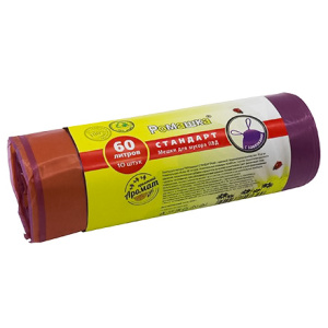 Мешок дмусора ПВД 60 л (10 шт.) рулон с завязками фиолетовый СТАНДАРТ (118 шт.) ЗВС6010Ф