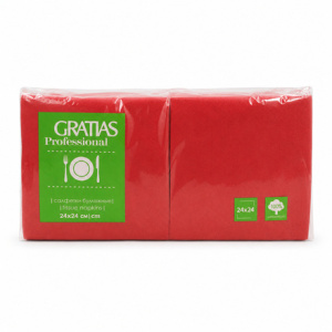 Салфетка 24х24 (1 сл.) 400 красный Бигпак Gratias (1/12 шт.)