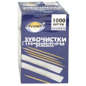 Зубочистки в индивидуальной бум.упаковке (1000 шт.) AVIORA (1/30 шт.) 401-610