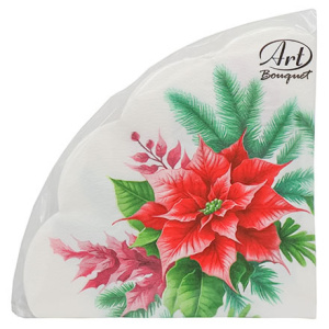 Салфетка круглая (3 сл.) 12 л. Rondo Пуансеттия (115 шт.) 57091