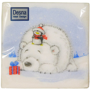 Салфетка 24х24 (1 сл.) 40 Desing Мишка и пингвин (132 шт.) 57835