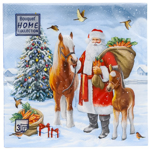 Салфетка 33х33 (3 сл.) 20 Bouquet НГ Дед Мороз с друзьями (112 шт.) 25401