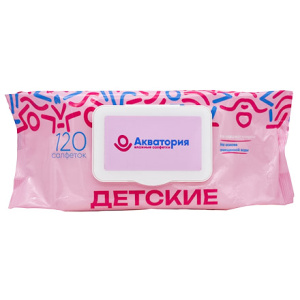 Салфетки влажные(120 шт.) Акватория Детские С КЛАПАНОМ (116 шт.)