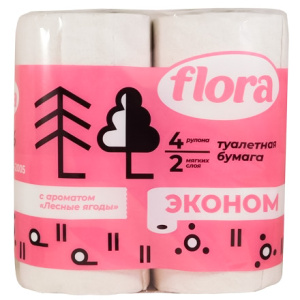 Туалетная бумага 2 сл. 4 шт. Флора Арома (112 шт.)