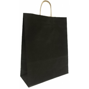 Пакет бумажный с кручеными ручками 260х150х350  80 гр с печатью Черный (25250 шт.) 110623