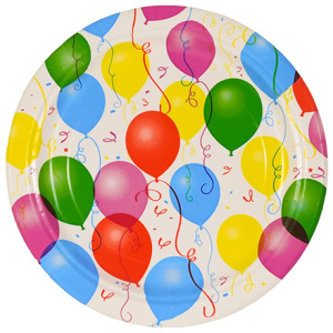 Тарелка картонная d-230 ламинированная с бортом Шары (50500 шт.) ИнтроПластик