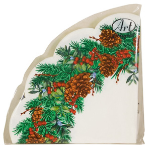 Салфетка круглая (3 сл.) 12 л. Rondo Новогодний венок 3 (115 шт.) 57089