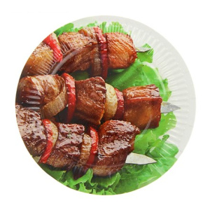 Тарелка картонная d 230 Шашлычок (1001000 шт.)