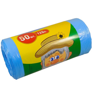 Мешок дмусора ПНД 120 л (50 шт.) рулон синий ДЕД (120 шт.)