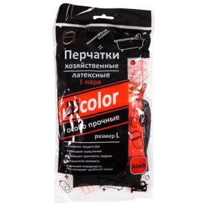 Перчатки резиновые прочные "BICOLOR" черно-красные L (1 пара) (1/12/120 шт.)