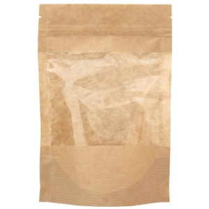 Пакет бумажный Doypack 160х250 (40+40) мм крафт с прозрачным окошком 90 мм (100700 шт.) 121-018