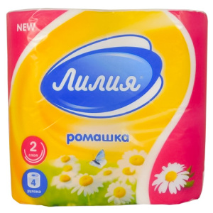 Туалетная бумага 2 сл. 4 шт. Лилия Ромашка (112 шт.) 5628
