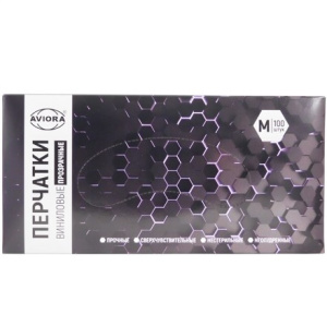 Перчатки виниловые неопудренные AVIORA M (100 шт.) (110 шт.) 402-638