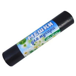 Мешок дмусора ПВД 120 л. (10 шт.) рулон Наша Планета (120 шт.)