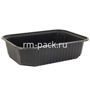 Плоское Дно контейнера  750 г черное (186х132х46) BRO PACK (100/500 шт.)