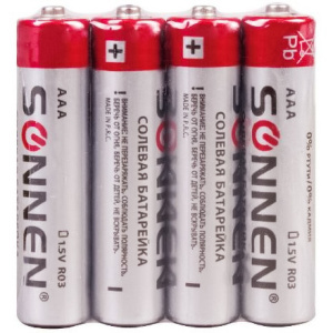 Элемент питания солевой мизин. R034S AAA SONNEN (4 шт.) (16300 упак.)